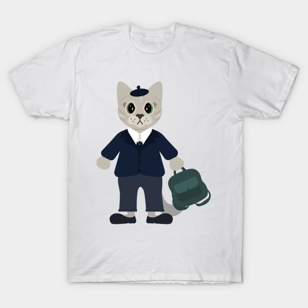 Cat schoolboy T-Shirt by Alexandra